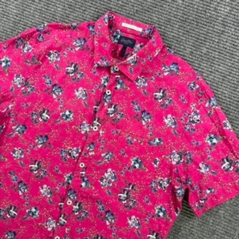 Good Man Brand Pink Floral Print Shirt Men Small Short Sleeve Button Up Casual